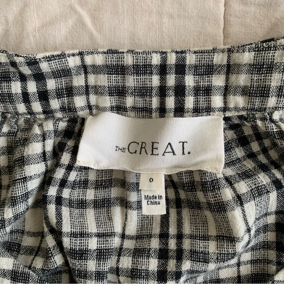THE GREAT. Plaid Blouse Size 0 / small Puff sleeves - Picture 3 of 6